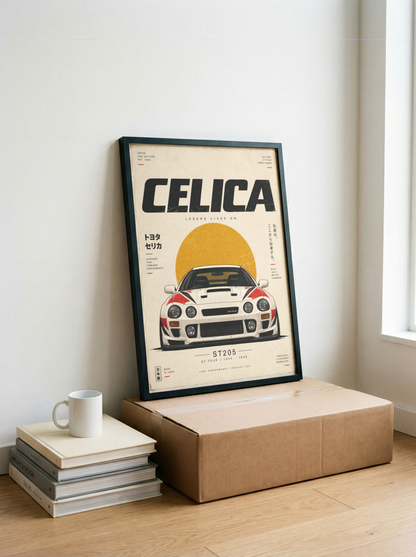 Japanese Rally Car Poster, 90s JDM Motorsport Wall Art, Minimalist Racing Car Print, Retro Automotive Garage Decor