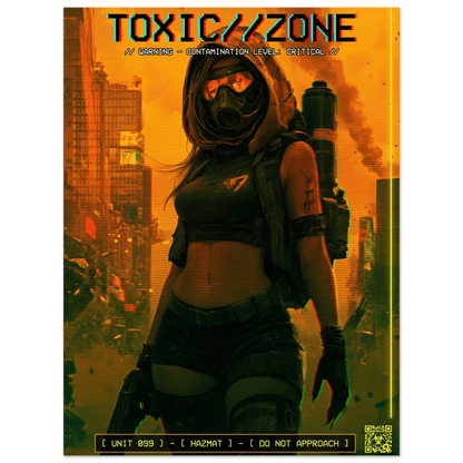 ☣️🧬 Série limitée Art Cyberpunk - Poster Cybergirl Toxic Zone - Aura Studio Déco