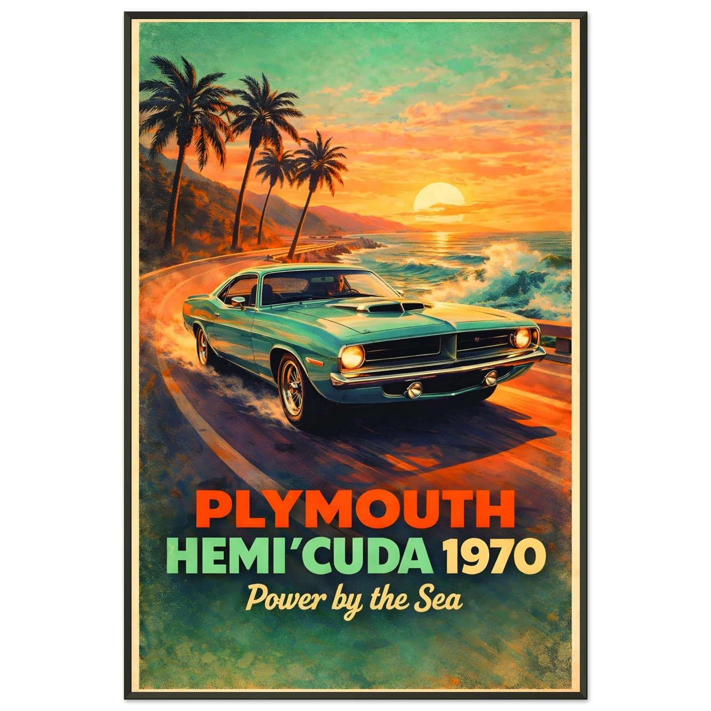 🏎️🏁Affiche Automobile Art' Legend 4 Encadrée - Aura Studio Déco