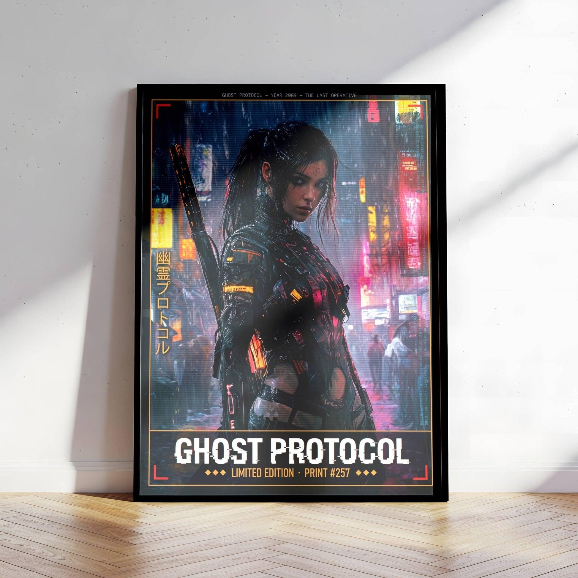 ☣️🧬 Série limitée Art Cyberpunk - Poster Cybergirl Ghost #257 - Aura Studio Déco