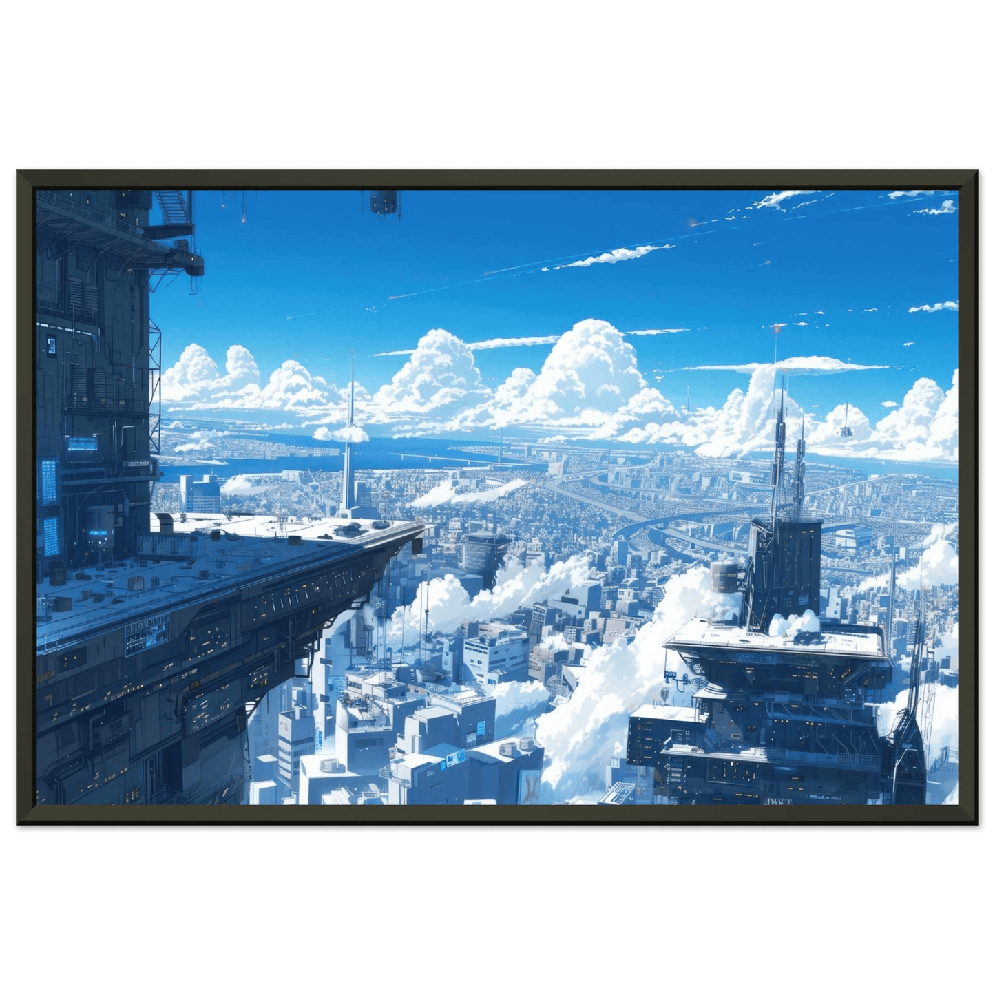 🐉🇯🇵✨ Affiche encadrée métal CLI-FI Anime Concept – Neo City - Aura Studio Déco