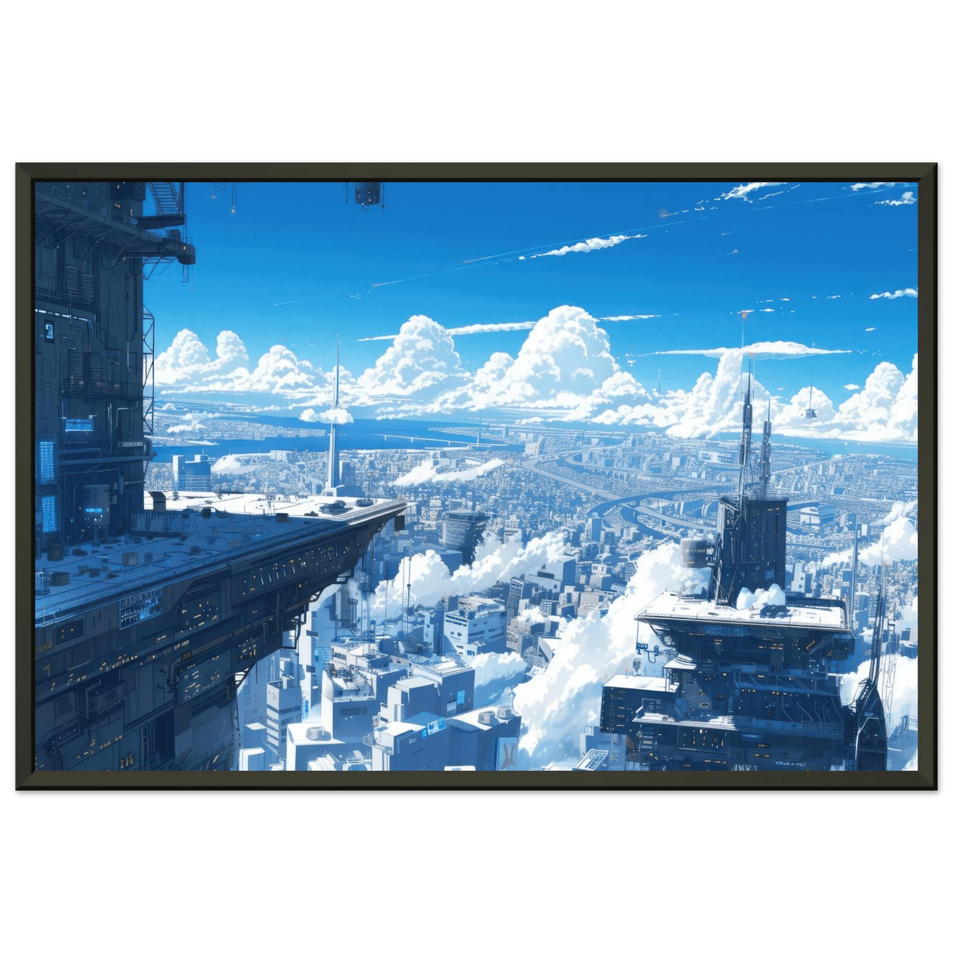 🐉🇯🇵✨ Affiche encadrée métal CLI-FI Anime Concept – Neo City - Aura Studio Déco