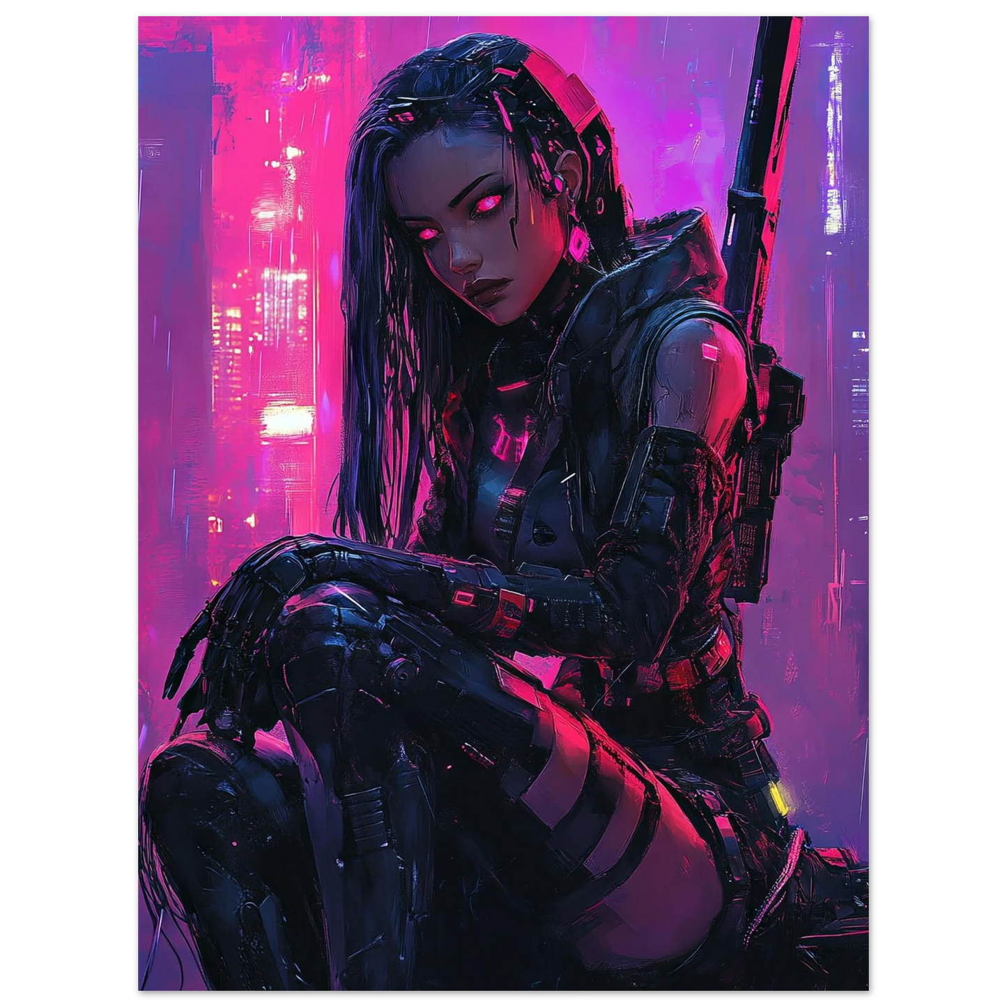 Estampe d'Art Affiche Cyber Girl #8 – Art Mural Cyberpunk - Aura Studio Déco