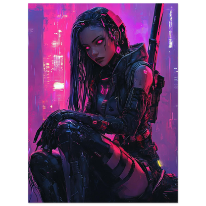Estampe d'Art Affiche Cyber Girl #8 – Art Mural Cyberpunk - Aura Studio Déco
