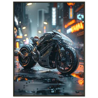 🏍️🏁🔧 Moto Cyberpunk Série futuriste #️⃣13  - (Affiche encadrée métal) - Aura Studio Déco