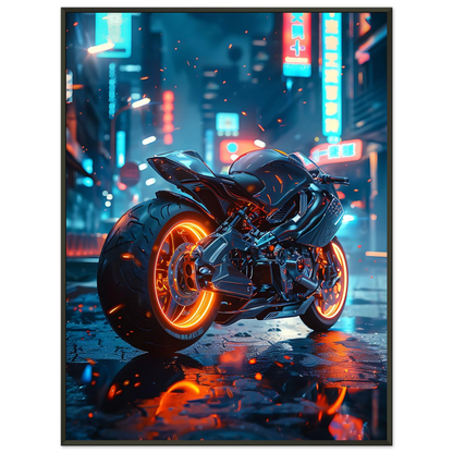 🏍️🏁🔧 Moto Cyberpunk Série futuriste #️⃣17  - (Affiche encadrée métal) - Aura Studio Déco