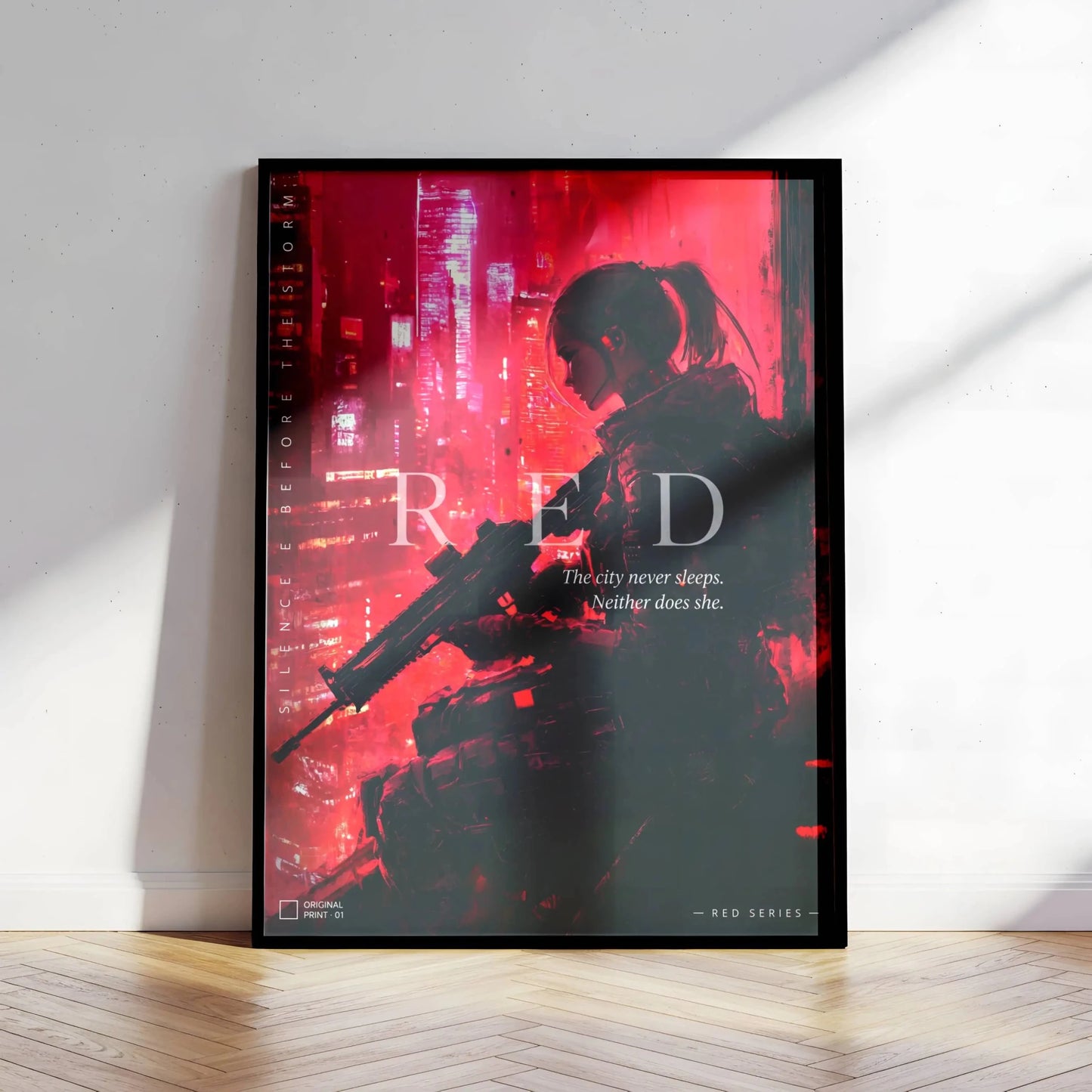 ☣️🧬 Série limitée Art Cyberpunk - Poster Cybergirl Red - Aura Studio Déco