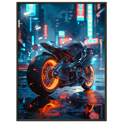 🏍️🏁🔧 Moto Cyberpunk Série futuriste #️⃣17  - (Affiche encadrée métal) - Aura Studio Déco