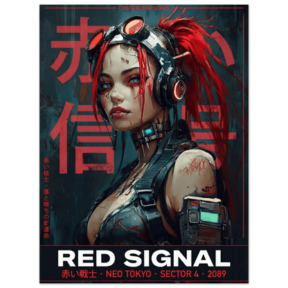 ☣️ Série limitée Art Cyberpunk - Poster Cybergirl Red Signal - Aura Studio Déco