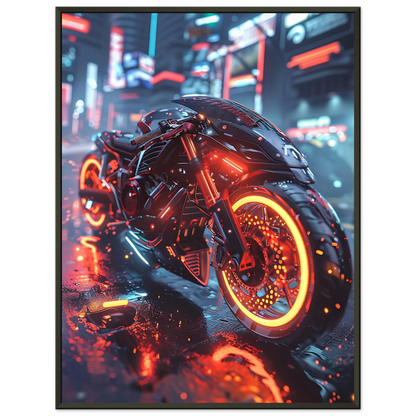🏍️🏁🔧 Moto Cyberpunk Série futuriste #️⃣20  - (Affiche encadrée métal) - Aura Studio Déco