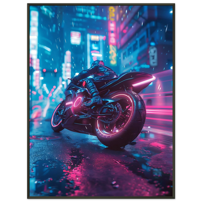 🏍️🏁🔧 Moto Cyberpunk Série futuriste #️⃣3  - (Affiche encadrée métal) - Aura Studio Déco