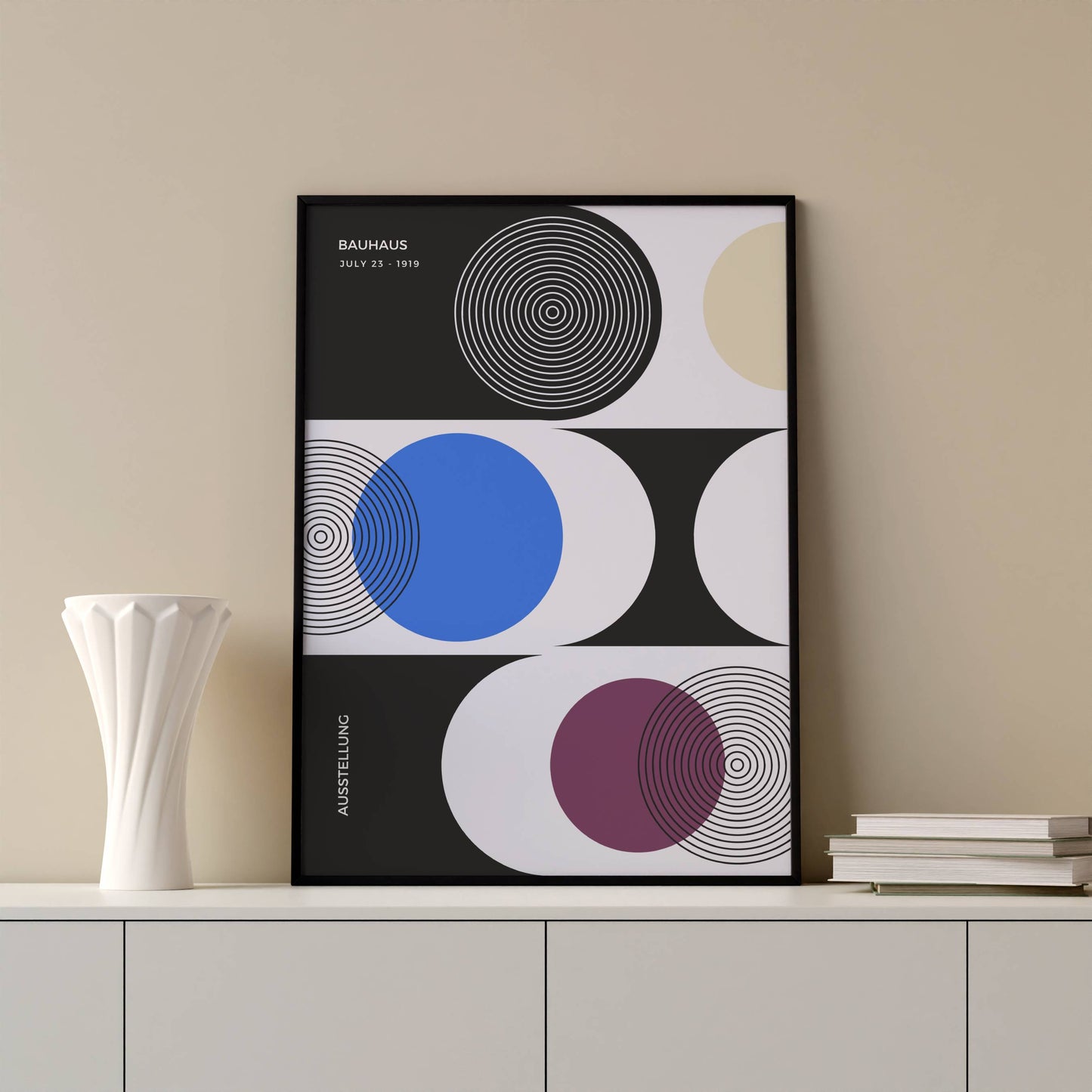 Affiche Bauhaus Géométrique Minimaliste – Art Abstrait Mid-Century Moderne | Poster Design Papier Mat