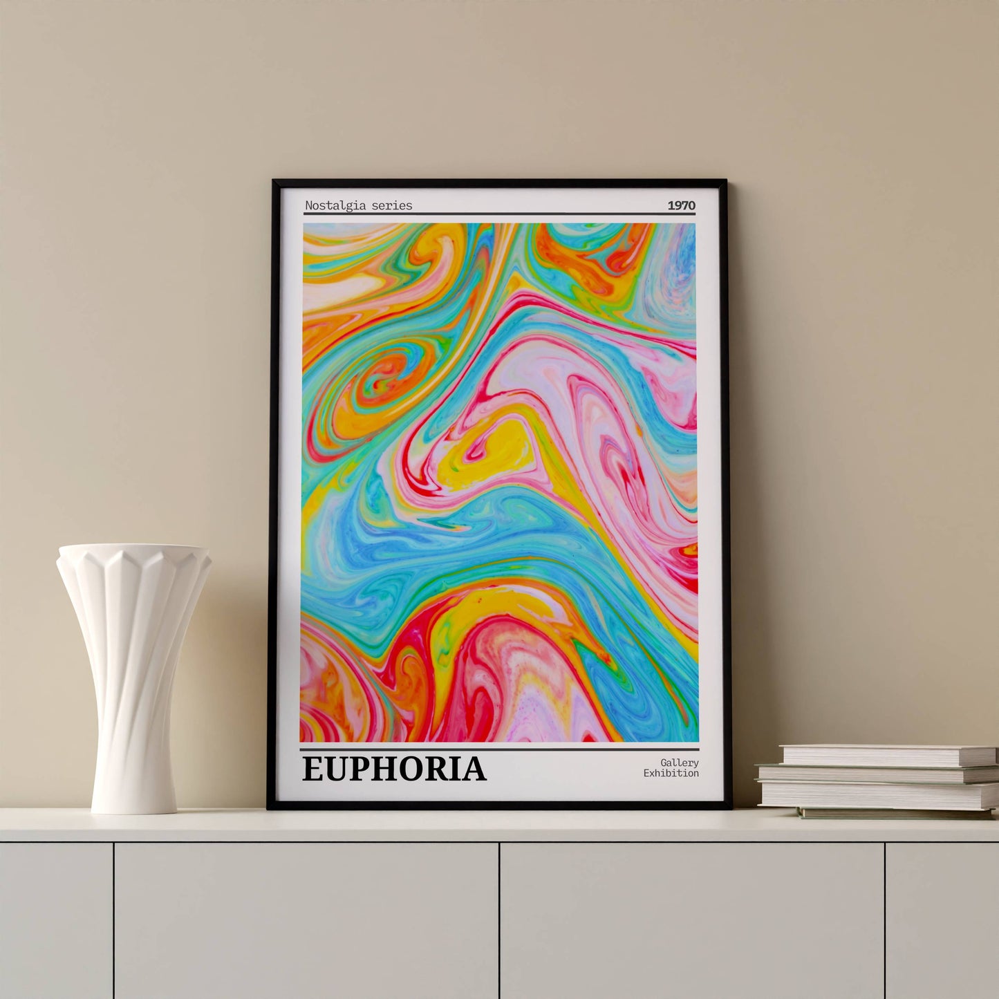 Affiche Euphoria Rétro 1970 – Art Abstrait Coloré Psychédélique | Poster Pop Art Moderne Papier Mat
