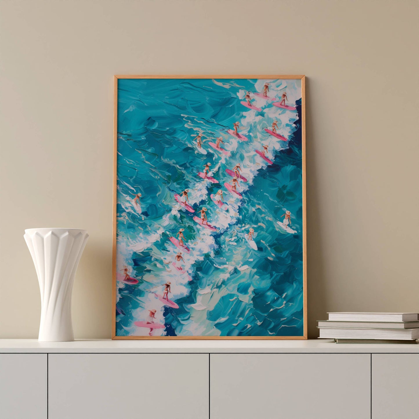 Affiche Trendy Vagues Turquoise Abstraites – Énergie de l’Océan et Art Contemporain | Poster sur Papier Mat
