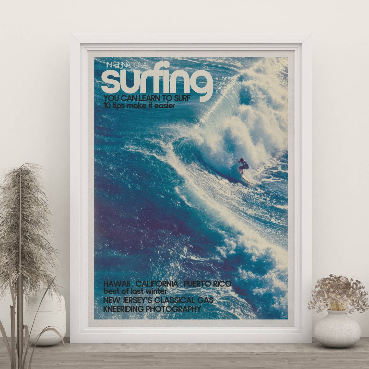 Affiche Grande Vague – Art mural surf rétro océan