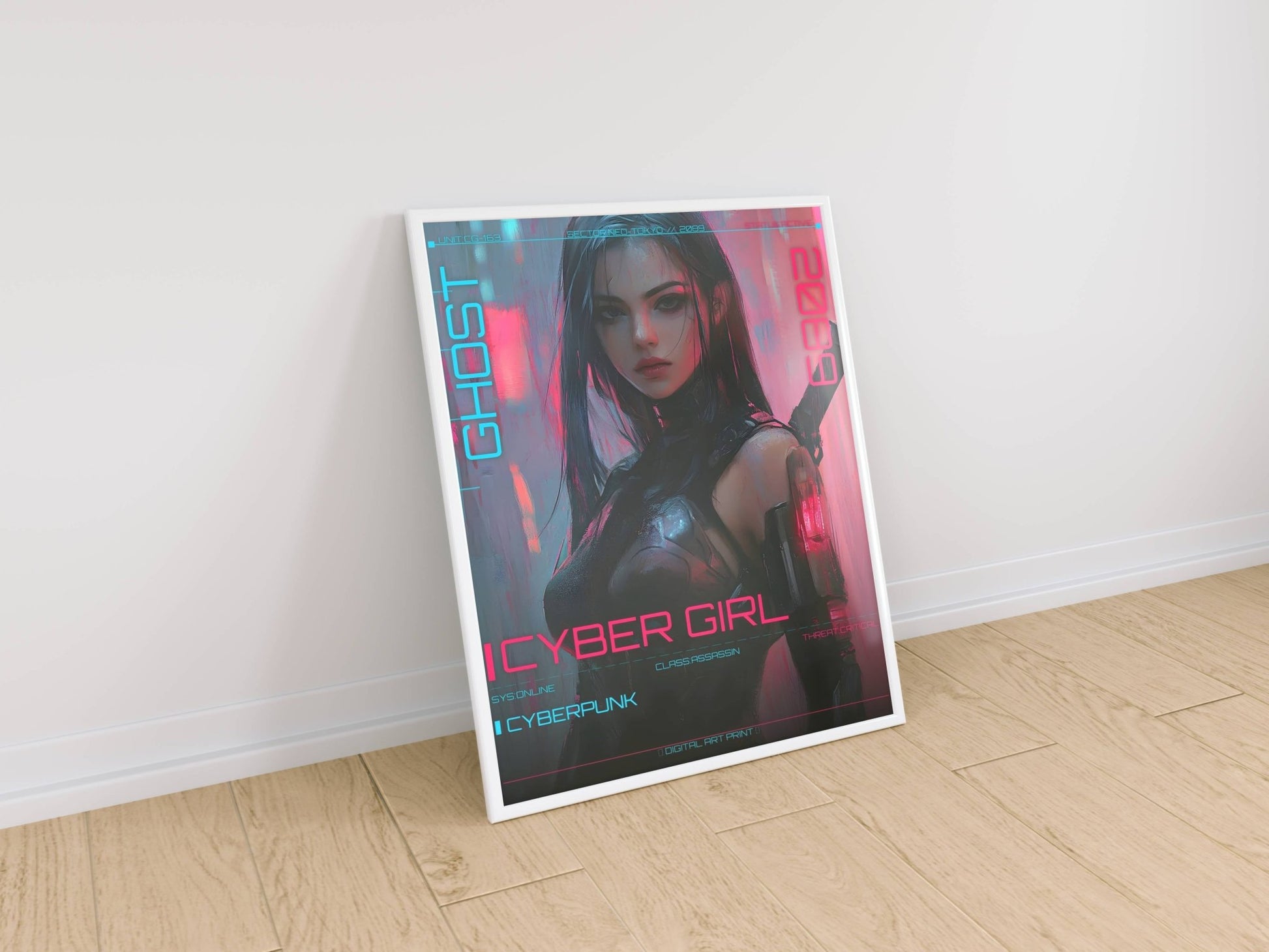 ☣️ Série limitée Art Cyberpunk - Poster Cybergirl Ghost Assassin - Aura Studio Déco