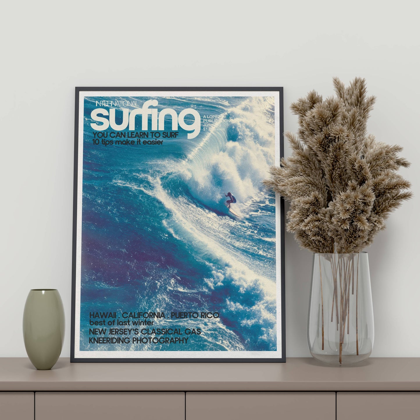 Affiche Grande Vague – Art mural surf rétro océan