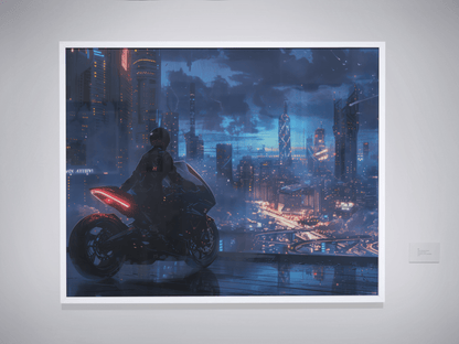 🐉🇯🇵✨ Affiche encadrée métal CLI-FI Anime Concept – Night Runner - Aura Studio Déco