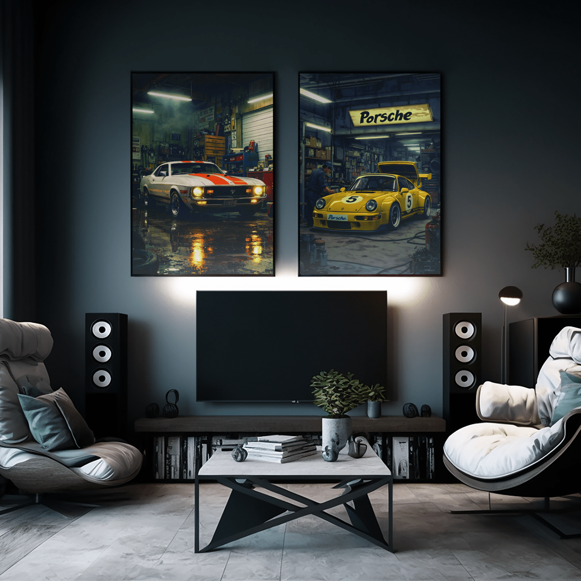 🏎️🏁Affiche Automobile Art' workshop Encadrée - Aura Studio Déco