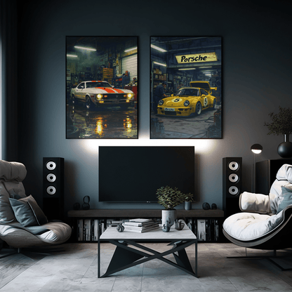 🏎️🏁Affiche Automobile Art' workshop Encadrée - Aura Studio Déco