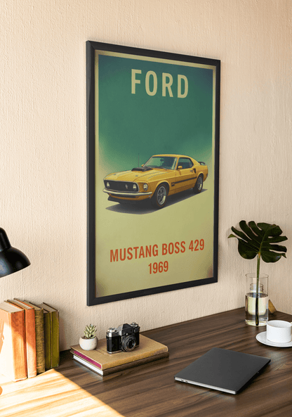 🏎️🏁Affiche Automobile Art' Legend 1969 Encadrée - Aura Studio Déco