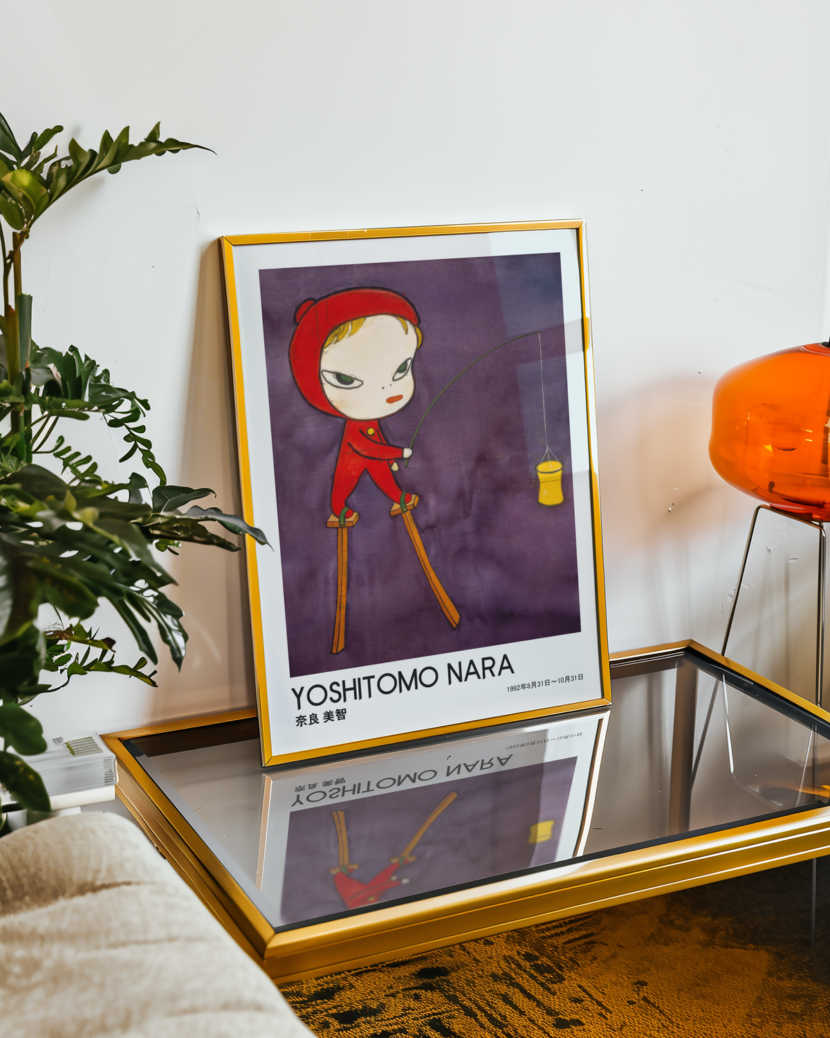Yoshitomo Nara Red Hood Fishing Poster, Japanese Contemporary Art Print, Purple Wall Decor, Surreal Character Artwork
