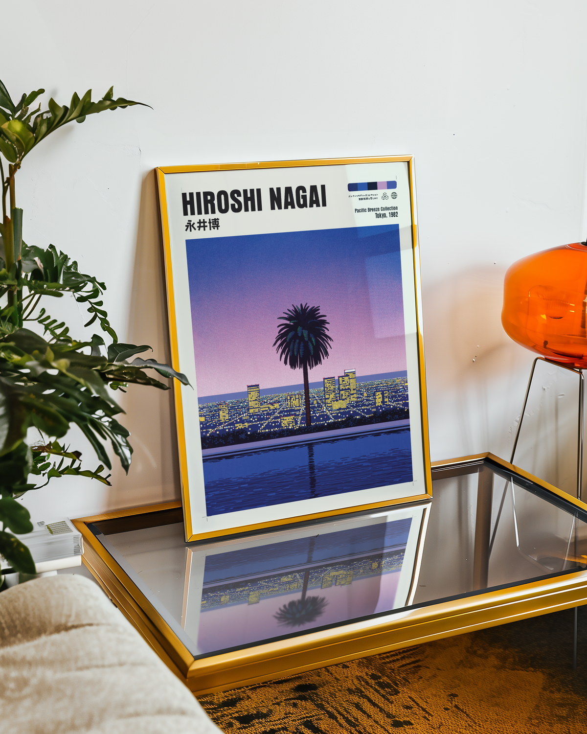 Affiche Hiroshi Nagai | Tokyo Bay, Palmiers & Sunset Violet