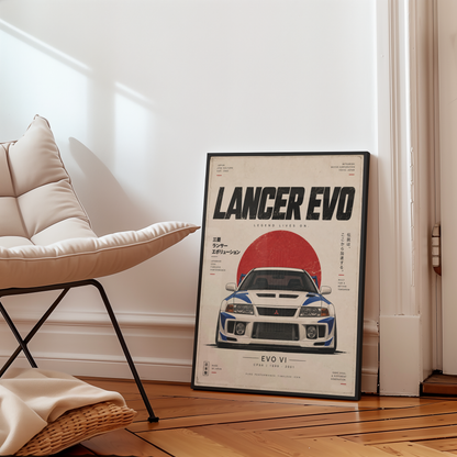 Japanese Rally Legend Poster, White JDM Racing Car Wall Art, 90s Motorsport Print, Retro Performance Garage Decor