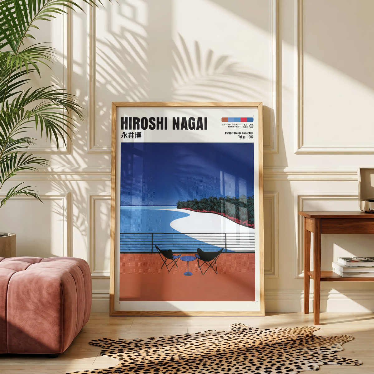 Hiroshi Nagai Pacific Breeze Poster, Japanese Beach Art, Retro Coastal Print, Tropical Ocean Wall Decor, 80s Summer Aesthetic