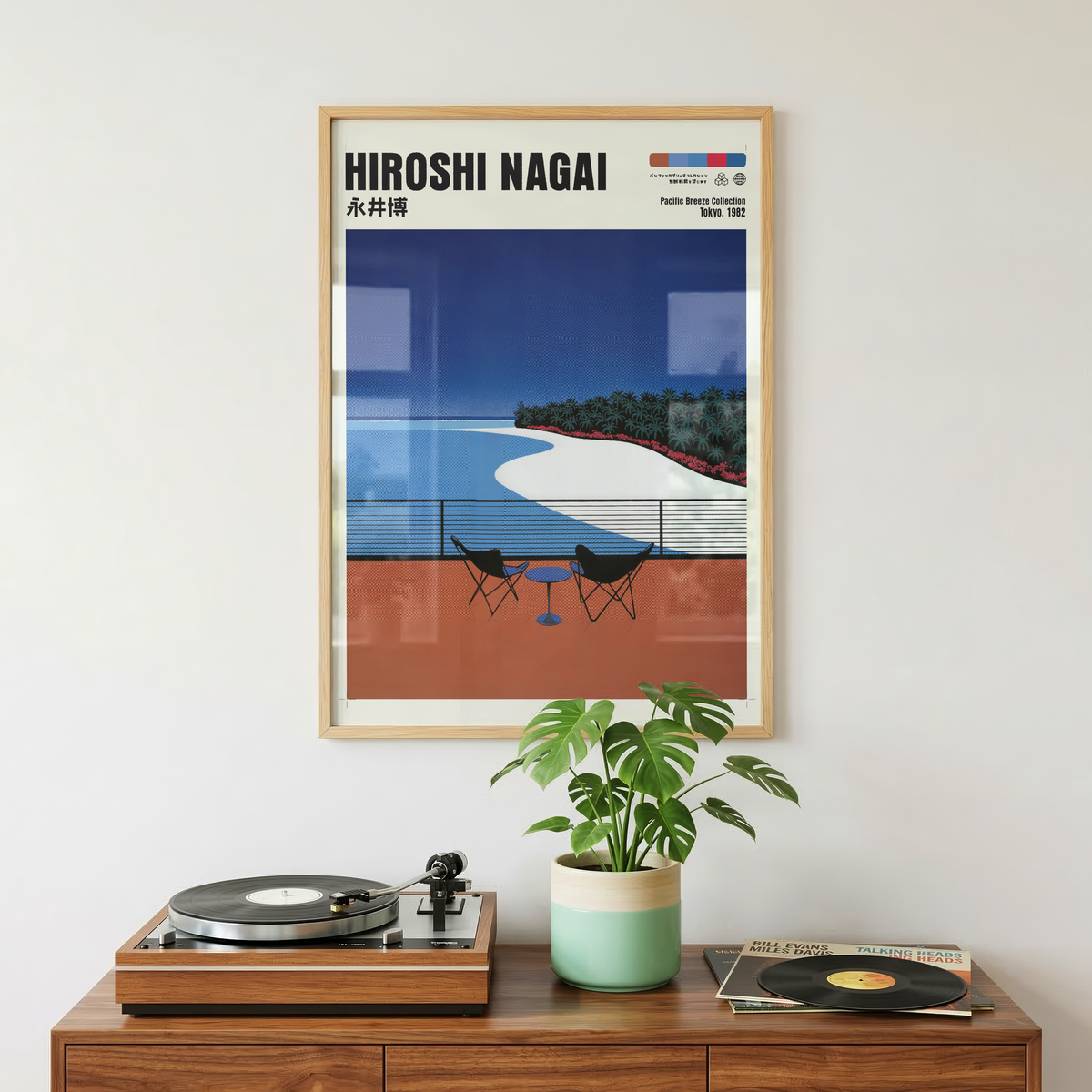 Hiroshi Nagai Pacific Breeze Poster, Japanese Beach Art, Retro Coastal Print, Tropical Ocean Wall Decor, 80s Summer Aesthetic