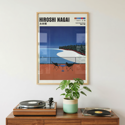 Hiroshi Nagai Pacific Breeze Poster, Japanese Beach Art, Retro Coastal Print, Tropical Ocean Wall Decor, 80s Summer Aesthetic