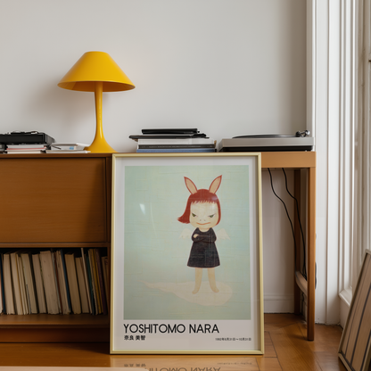 Yoshitomo Nara Bunny Girl Poster, Japanese Contemporary Art Print, Black Dress Wall Decor, Cute Character Artwork