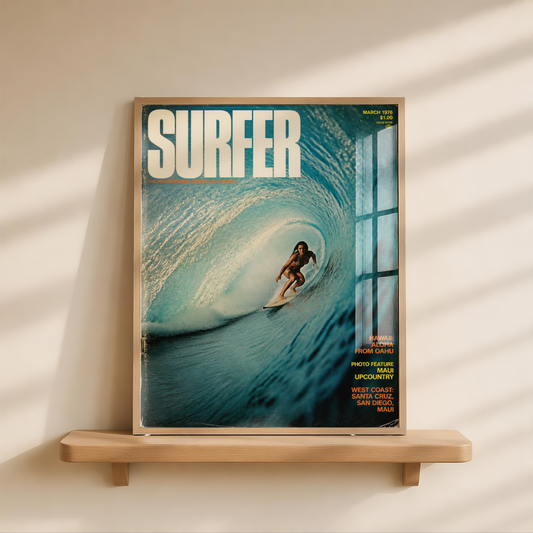 1970s Surf Poster, Vintage Surfer Art Print, Retro Wave Wall Decor, Hawaii Surf Art, Coastal Beach Decor