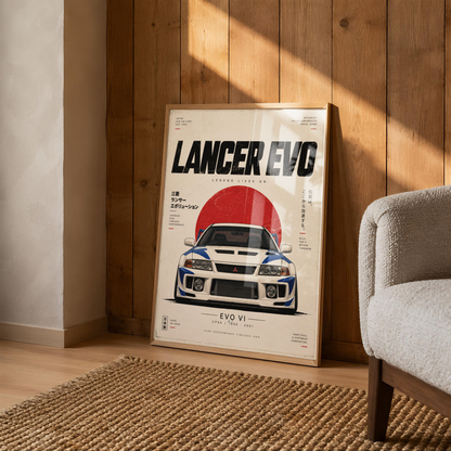 Japanese Rally Legend Poster, White JDM Racing Car Wall Art, 90s Motorsport Print, Retro Performance Garage Decor