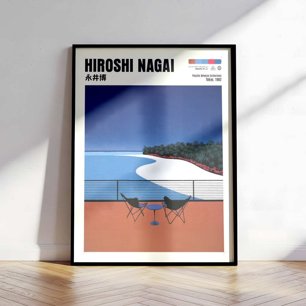 Hiroshi Nagai Pacific Breeze Poster, Japanese Beach Art, Retro Coastal Print, Tropical Ocean Wall Decor, 80s Summer Aesthetic