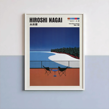 Hiroshi Nagai Pacific Breeze Poster, Japanese Beach Art, Retro Coastal Print, Tropical Ocean Wall Decor, 80s Summer Aesthetic