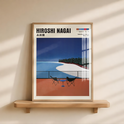 Hiroshi Nagai Pacific Breeze Poster, Japanese Beach Art, Retro Coastal Print, Tropical Ocean Wall Decor, 80s Summer Aesthetic