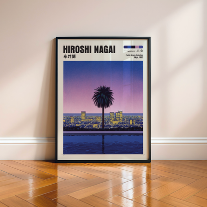 Affiche Hiroshi Nagai | Tokyo Bay, Palmiers & Sunset Violet