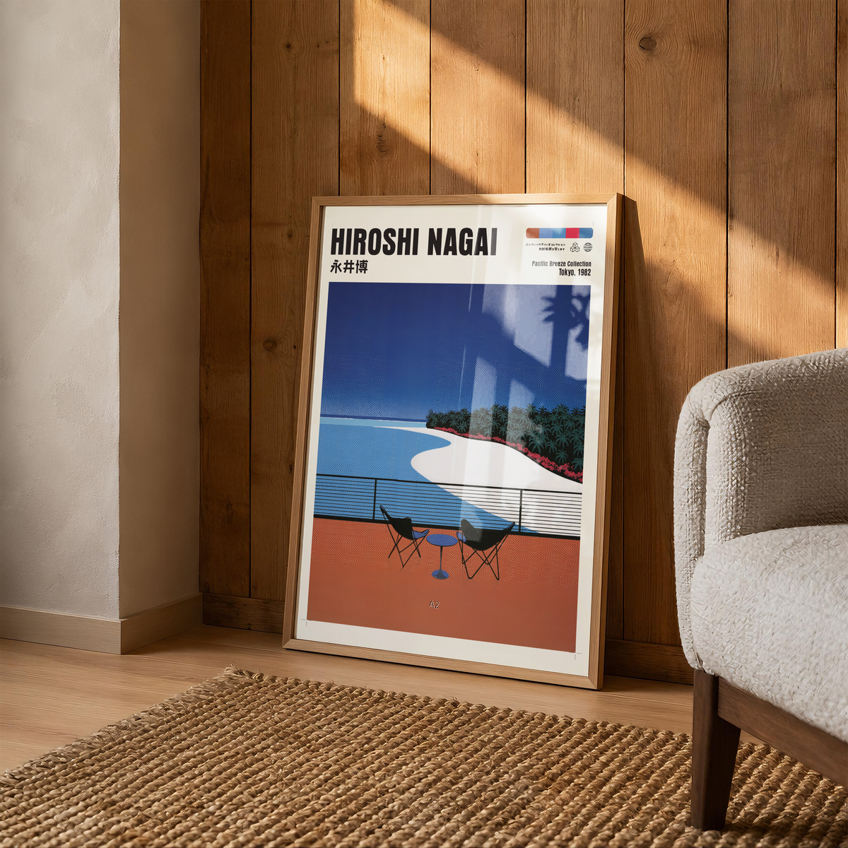 Hiroshi Nagai Pacific Breeze Poster, Japanese Beach Art, Retro Coastal Print, Tropical Ocean Wall Decor, 80s Summer Aesthetic