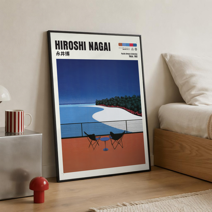 Hiroshi Nagai Pacific Breeze Poster, Japanese Beach Art, Retro Coastal Print, Tropical Ocean Wall Decor, 80s Summer Aesthetic