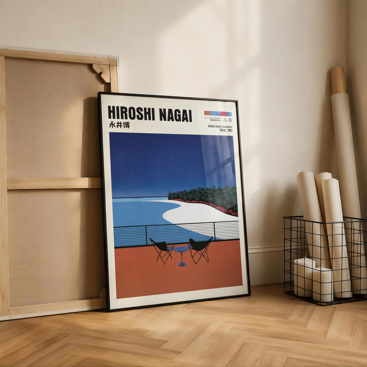 Hiroshi Nagai Pacific Breeze Poster, Japanese Beach Art, Retro Coastal Print, Tropical Ocean Wall Decor, 80s Summer Aesthetic