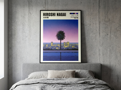Affiche Hiroshi Nagai | Tokyo Bay, Palmiers & Sunset Violet