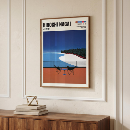 Hiroshi Nagai Pacific Breeze Poster, Japanese Beach Art, Retro Coastal Print, Tropical Ocean Wall Decor, 80s Summer Aesthetic