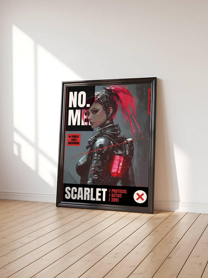 ☣️🧬 Série limitée Art Cyberpunk - Poster Cybergirl Scarlet - Aura Studio Déco