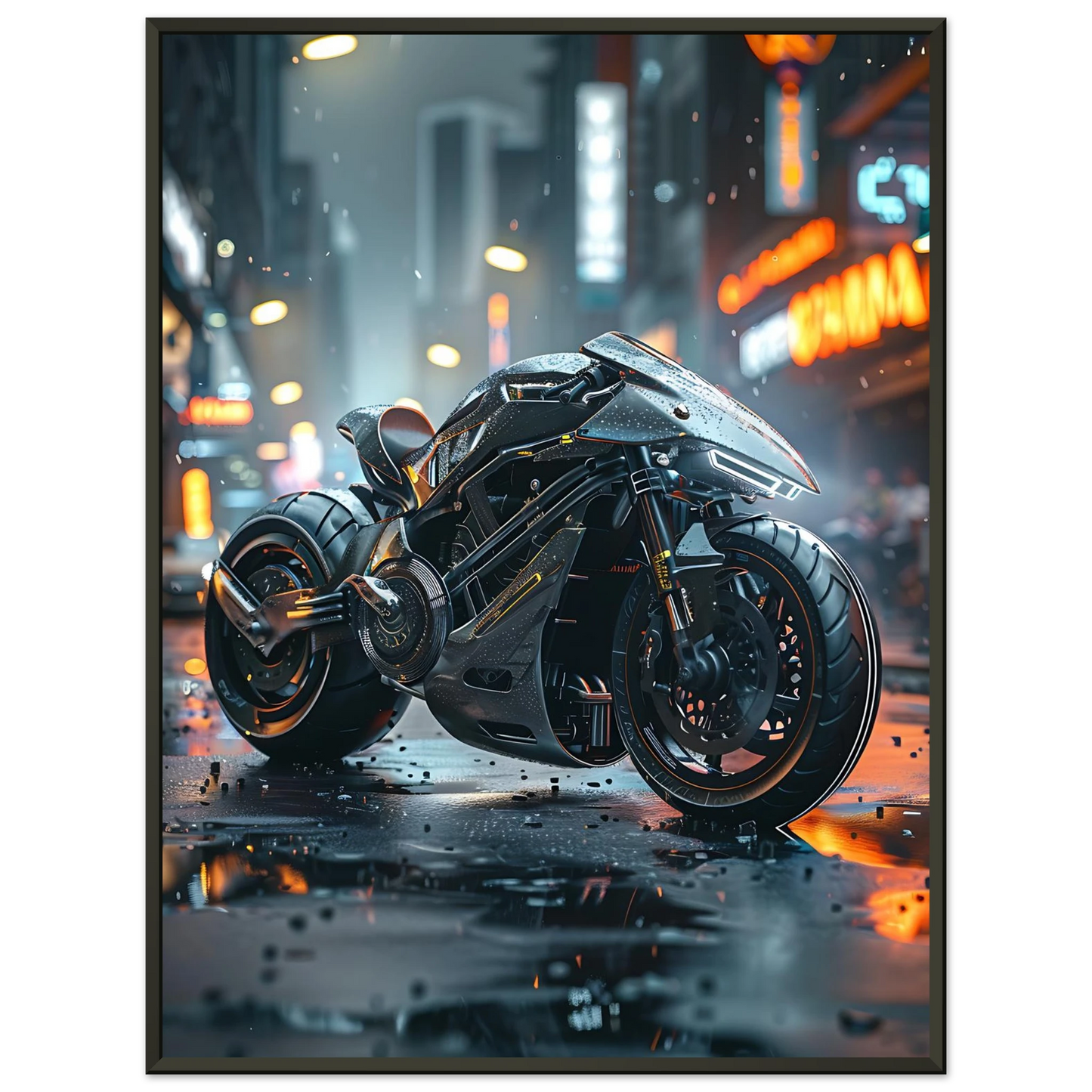 🏍️🏁🔧 Moto Cyberpunk Série futuriste #️⃣13  - (Affiche encadrée métal) - Aura Studio Déco