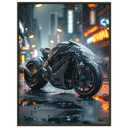 🏍️🏁🔧 Moto Cyberpunk Série futuriste #️⃣13  - (Affiche encadrée métal) - Aura Studio Déco