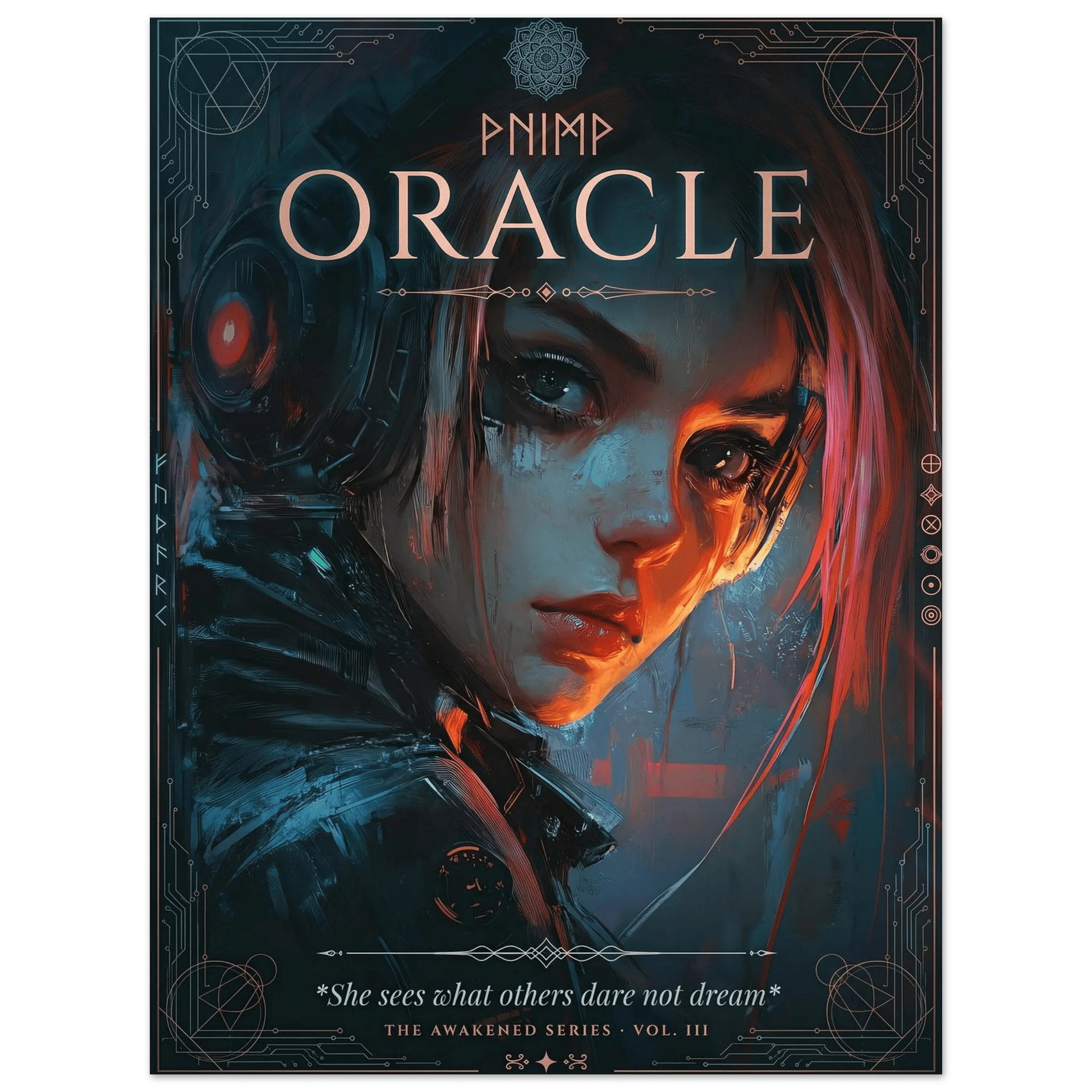 ☣️🧬 Série limitée Art Cyberpunk - Poster Cybergirl Oracle - Aura Studio Déco