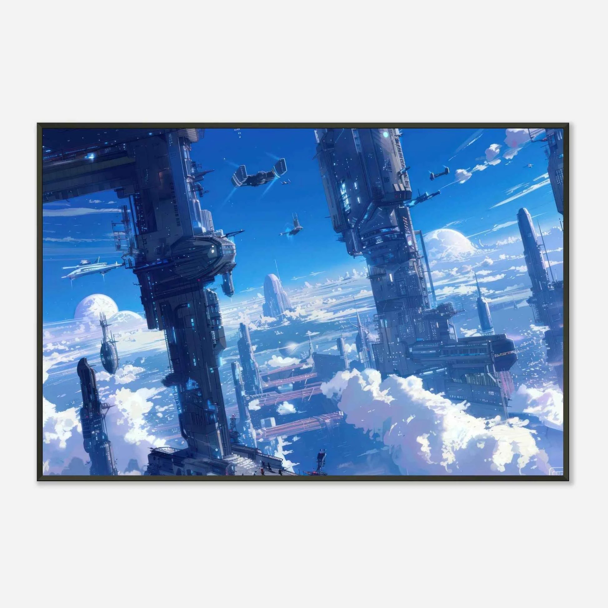 🐉🇯🇵✨ Affiche encadrée métal CLI-FI Anime Concept – Sky Colony - Aura Studio Déco
