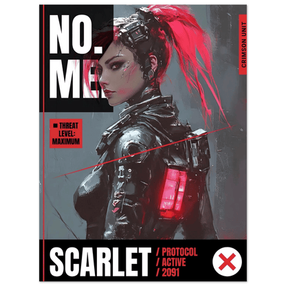 ☣️🧬 Série limitée Art Cyberpunk - Poster Cybergirl Scarlet - Aura Studio Déco