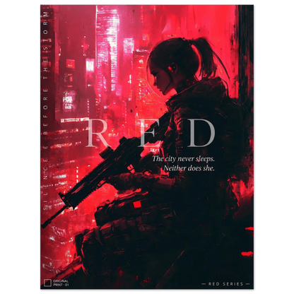 ☣️🧬 Série limitée Art Cyberpunk - Poster Cybergirl Red - Aura Studio Déco